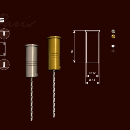 Edelstahl-Schilderhalter zur Decken-und Bodenbefestigung eines Stahlseils von d = 1,5 mm bis 2 mm