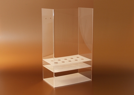 Lagerbox für Eistüten mit 2x5 Löchern. Größe: 340 x 220 x 600 mm (innen, Breite x Tiefe x Höhe)