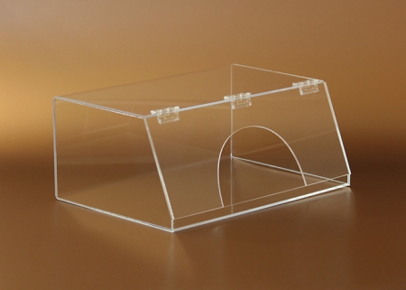 Warenschütte aus Plexiglas für Backwaren eignet sich als Thekenaufsatz für eine verkaufsfördernde Präsentation von Sandwich, Croissan, Pogatsche
