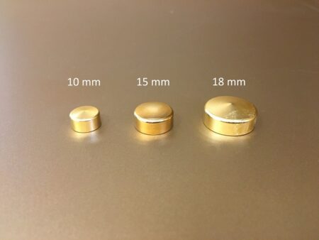 Elegante Zierkappe, Spiegelkopf, Schmuckschraube. Zierkappe-Ø: 15 mm Schraubenkopf-Ø: max: 10 mm