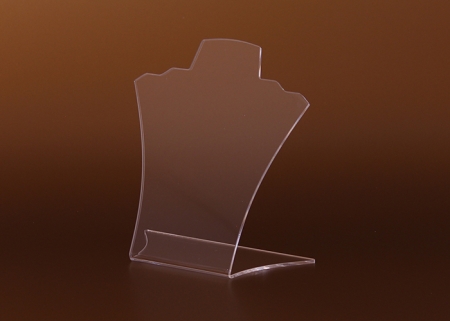 Der Halskettenständer ideal für Schaufenster und Geschäfte, wegen der breiten Schultern ideal für größere oder mehrere Halsketten. 3 Farben sind erhältlich: transparent, halbopal, schwarz.