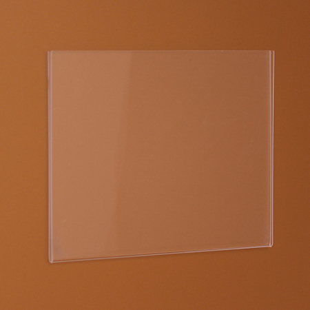 Sichttasche für Wand ohne Lochbohrungen aus transparentem Plexiglas, Infoblätter können einfach seitlich eingeschoben werden (drei Seiten sind offen, unten ist es geschlossen.)